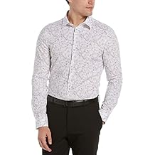 Perry Ellis Mens Slim Fit Marble Print Long Sleeve Stretch Button-Down Shirt