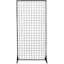 Gridwall Panels,Floor Standing Gridwall Mesh Display Panel,Florist Market Fair Retail Storage Rack,Shopfitting Partition Shelves,Multifunctional Home Tool Craft Shelving,Black,60X150Cm