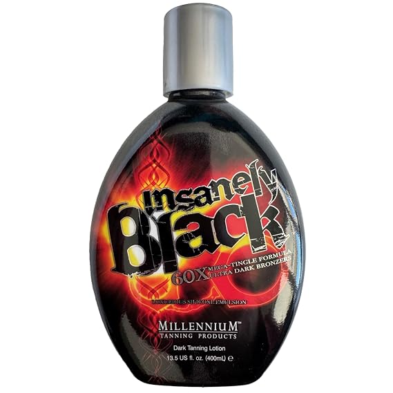 Millennium: Dark Tanning Lotion for Tanning Beds or Outdoors - Tanning Bed Lotion with Bronzer & Silicone for Tattoo Protection - Women & Mens Tanning Lotion - Insanely Black 60x, Mega Tingle, 13.5oz