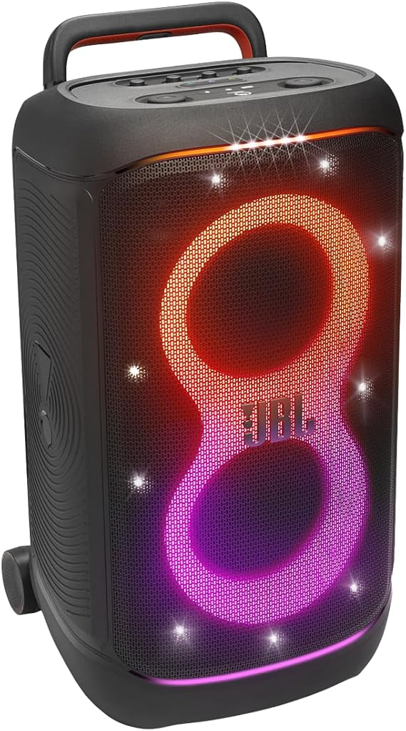 JBL PartyBox 520 Wireless Bluetooth Party Speaker 15 Hours Playtime Portable Design Dynamic Light Show IPX4 Splashproof Multi-Speaker Connection AI Sound Boost Black
